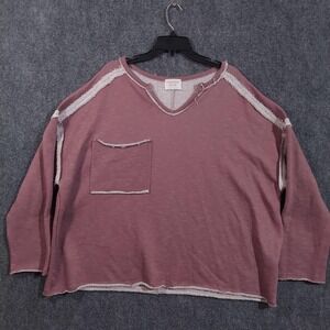 Fantastic Fawn Sweatshirt‎ Womens Small Mauve Raw Edge V-Neck Pocket Made USA